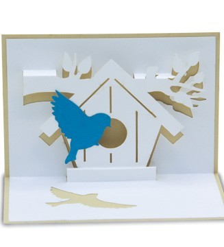 Loisir créatif Mini-carte pop-up kirigami : La cabane aux oiseaux
